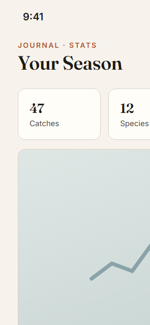 Catch journal with stats dashboard and a map of logged catches