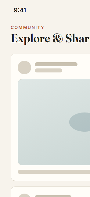 Community feed with shared catches, cook photos, and recipes